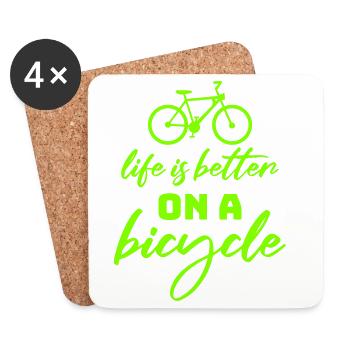 Life is better on a bicycle Cycling Saying Sport - Coasters (set of 4) - white - Front