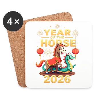 Chinese New Year Of The Horse 2026 - Untersetzer (4er-Set) - Weiß - Vorne