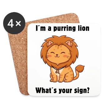 Sternzeichen Löwe Katze – Cute Leo Zodiac - Untersetzer (4er-Set) - Weiß - Vorne
