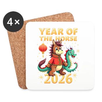 Chinese New Year Of The Horse 2026 - Untersetzer (4er-Set) - Weiß - Vorne