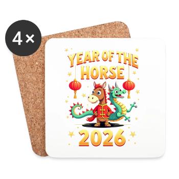 Chinese New Year Of The Horse 2026 - Untersetzer (4er-Set) - Weiß - Vorne