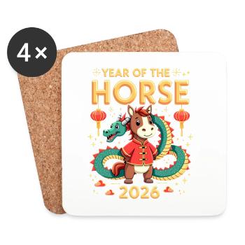 Chinese New Year Of The Horse 2026 - Untersetzer (4er-Set) - Weiß - Vorne
