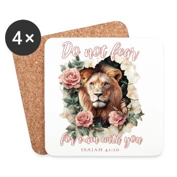 Versets bibliques Lion chrétien - Dessous de verre (lot de 4) - blanc - Devant