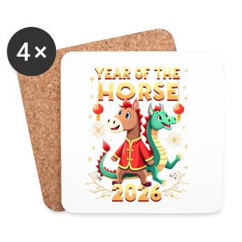 Chinese New Year Of The Horse 2026 - Coasters (set of 4) - white - Front