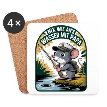 Mouse on the water with dad - Coasters (set of 4) - white - Front