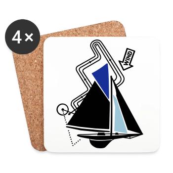 Parcours classique de régate de voilier Voilier Yacht - Dessous de verre (lot de 4) - blanc - Devant