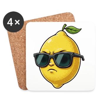 Citron drôle avec lunettes de soleil Cartoon Cool - Dessous de verre (lot de 4) - blanc - Devant