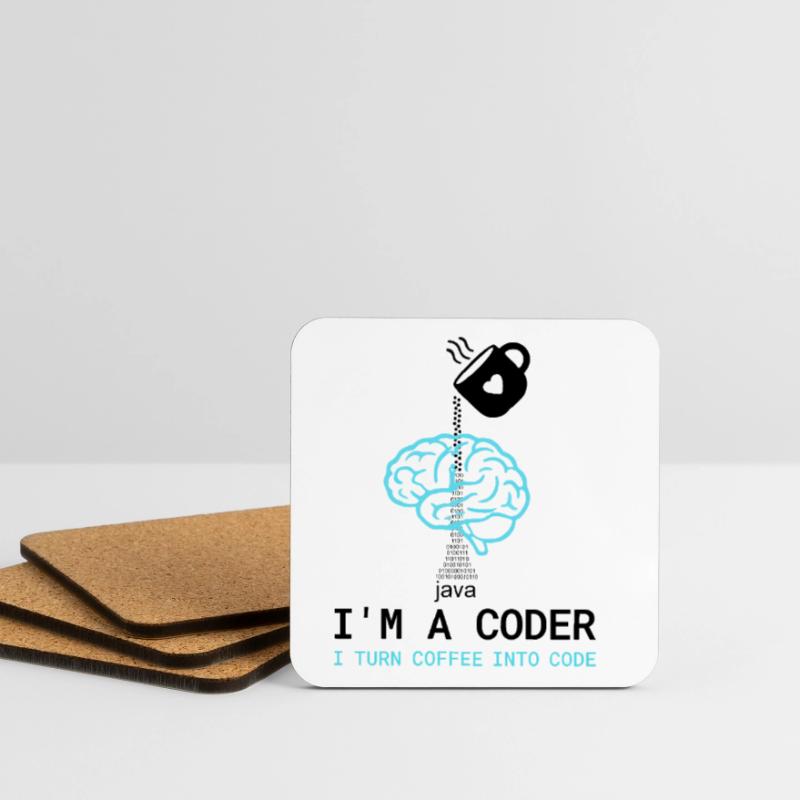 Coder T-Shirt: Coffee into Code – Nerdy Programmie Untersetzer (4er-Set)