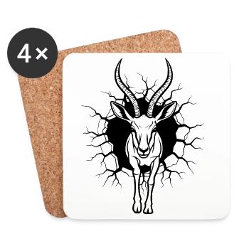 Antelope Wall Breakthrough Black White Illustration - Coasters (set of 4) - white - Front