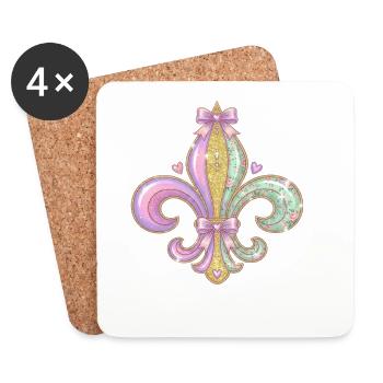 Pastel Glitter Fleurdelis - Coasters (set of 4) - white - Front