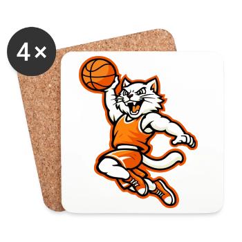 Mascotte du Chat de Dunk de basket en colère - Dessous de verre (lot de 4) - blanc - Devant
