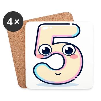Numéro 5 Kawaii Pastel - Dessous de verre (lot de 4) - blanc - Devant
