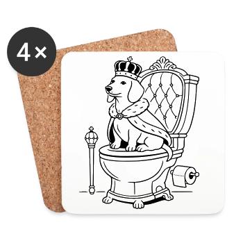 Art de la ligne des toilettes du trône teckel - Dessous de verre (lot de 4) - blanc - Devant
