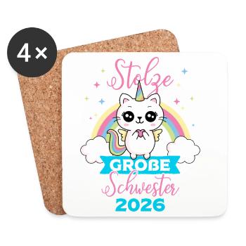 Stolze Große Schwester 2026 Schwangerschaft Katze - Untersetzer (4er-Set) - Weiß - Vorne