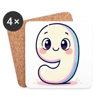 Numéro 9 Pastel souriant - Dessous de verre (lot de 4) - blanc - Devant