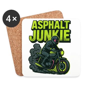 Asphalt Junkie – Motorrad - Untersetzer (4er-Set) - Weiß - Vorne
