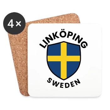 Bouclier de LÄNKÖPING, Suède - Dessous de verre (lot de 4) - blanc - Devant