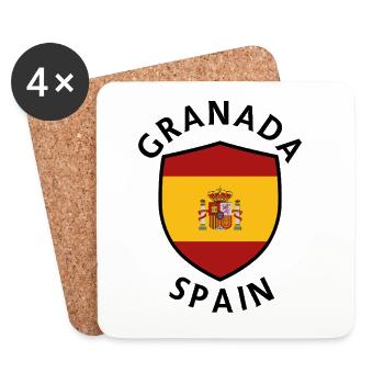 Bouclier de Grenade d’Espagne - Dessous de verre (lot de 4) - blanc - Devant