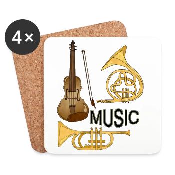 Instruments de musique - Dessous de verre (lot de 4) - blanc - Devant