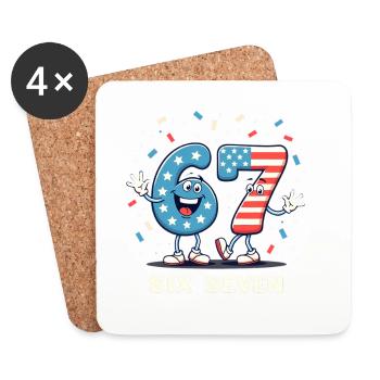 US Flag 67 Memes Six Seven - Untersetzer (4er-Set) - Weiß - Vorne
