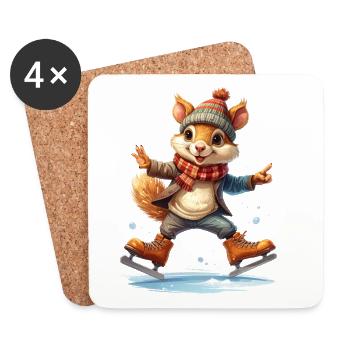 Ein Eichhörnchen fährt Schlittschuh - Coasters (set of 4) - white - Front