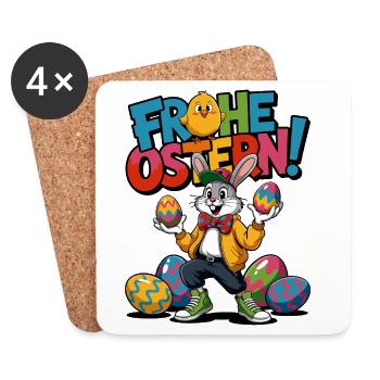 Joyeux lapin de Pâques - Dessous de verre (lot de 4) - blanc - Devant