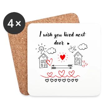 I Wisch You Lived Next Door - Untersetzer (4er-Set) - Weiß - Vorne