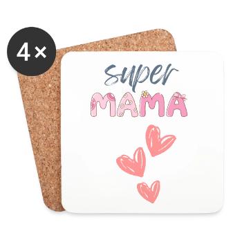 Mama - Super Mama - Untersetzer (4er-Set) - Weiß - Vorne