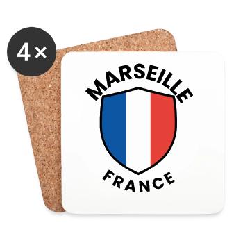 Marseille Flag Shield - Coasters (set of 4) - white - Front