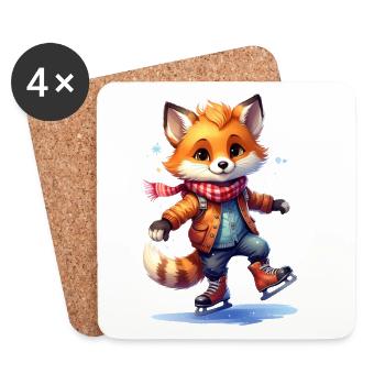 Fuchs fährt Schlittschuh - Untersetzer (4er-Set) - Weiß - Vorne