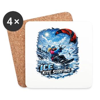 WINTER KITE SURFER GIRL - Untersetzer (4er-Set) - Weiß - Vorne