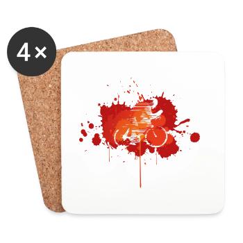 Vélo éclaboussé en peinture orange - Dessous de verre (lot de 4) - blanc - Devant