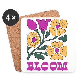 Blumen Pop Neon Pink - Untersetzer (4er-Set) - Weiß - Vorne