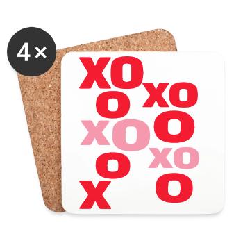 XO Love Letters Cute Valentine Typography - Coasters (set of 4) - white - Front