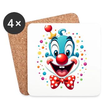 Karneval Clown Kostüm Fasching Fastnacht - Untersetzer (4er-Set) - Weiß - Vorne