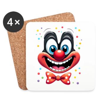 Déguisement de clown de carnaval Carnaval Carnaval - Dessous de verre (lot de 4) - blanc - Devant