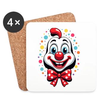 Déguisement de clown de carnaval Carnaval Carnaval - Dessous de verre (lot de 4) - blanc - Devant