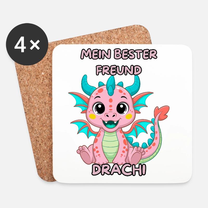 Mein bester Freund Drachi - Untersetzer (4er-Set) - Weiß