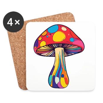 Champignon arc-en-ciel psychédélique coloré - Dessous de verre (lot de 4) - blanc - Devant
