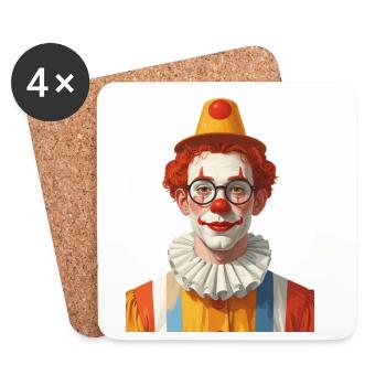 Ein Clown zu Karneval / Fasching - Untersetzer (4er-Set) - Weiß - Vorne