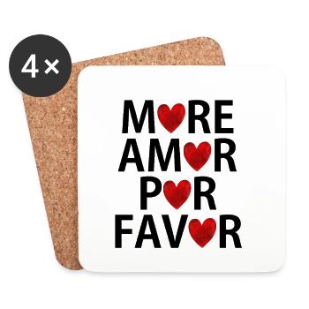 Pull en forme de cœur Hoddie Shirt plus amour por favor - Dessous de verre (lot de 4) - blanc - Devant