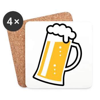 Maßkrug (bière / chope / verre à bière / R /// 2C) - Dessous de verre (lot de 4) - blanc - Devant