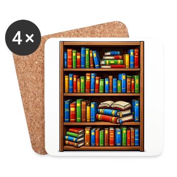 Bücherregal Illustrato Bibliothek - Untersetzer (4er-Set) - Weiß - Vorne