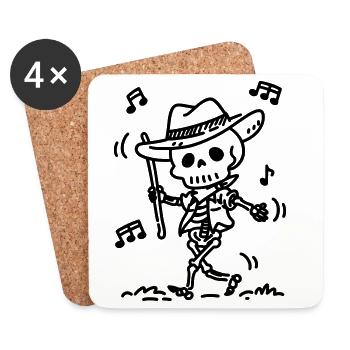 Dancing Cowboy Skeleton | Music & Halloween Theme - Coasters (set of 4) - white - Front