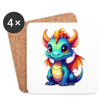 Niedlicher Drachen - Untersetzer (4er-Set) - Weiß - Vorne