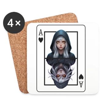 Doppelter Schatten: Ass Portrait - Untersetzer (4er-Set) - Weiß - Vorne