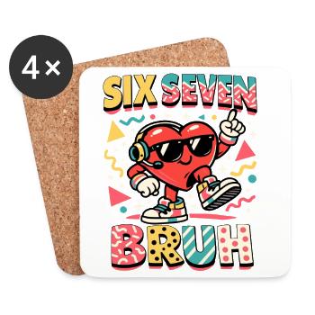 67 Six Seven Meme Cool Saint-Valentin - Dessous de verre (lot de 4) - blanc - Devant