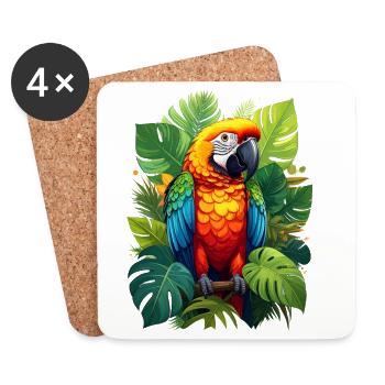 Perroquet dans la jungle - Dessous de verre (lot de 4) - blanc - Devant