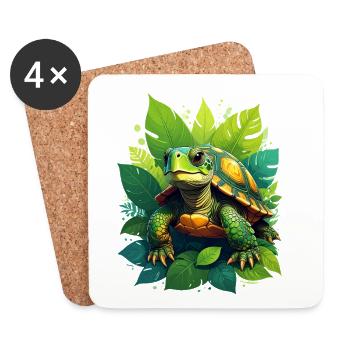 Tortue - Dessous de verre (lot de 4) - blanc - Devant