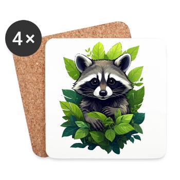 Waschbär im Wald - Untersetzer (4er-Set) - Weiß - Vorne